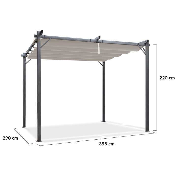 Pergola édition spéciale toit rétractable 3x4 M et 4 stores taupe