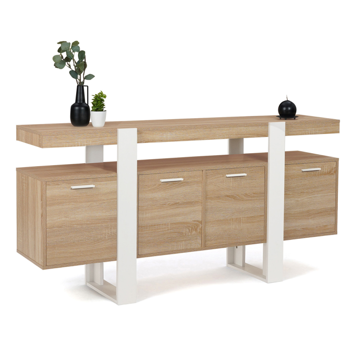 Aparador XXL madera y blanco 160 cm - PHOENIX | ID Market