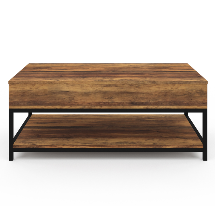 Table basse plateau relevable HAWKINS bois foncé design industriel