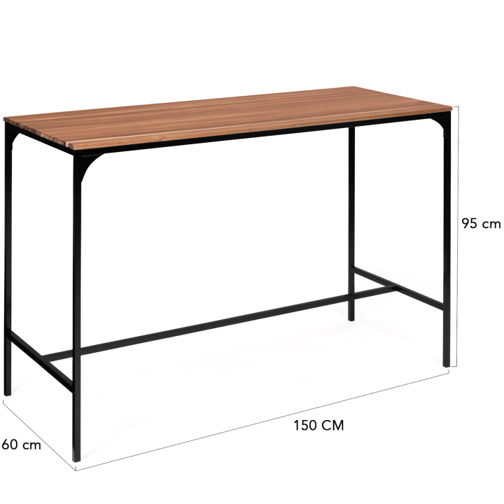 Salon de jardin PANAMA ensemble de bar table haute et 6 tabourets design industriel acacia