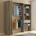 Dressing extensible hêtre MARTY 120/170 x 50 x 180 cm avec rideau + double penderie + étagères