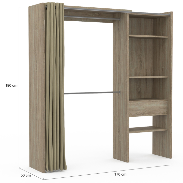 Dressing extensible MARTY 120/170 x 50 x 180 cm hêtre 