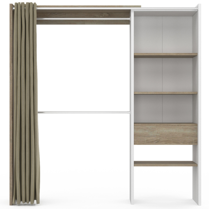 Dressing extensible MARTY 120/170 x 50 x 180 cm blanc et hêtre