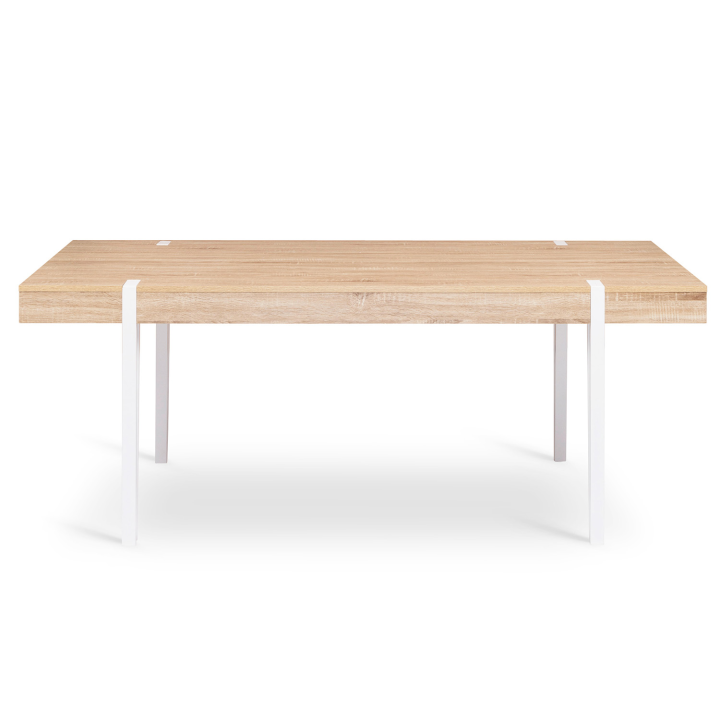 Mesa rectangular para 10 personas, 200cm, patas de madera, blanco - AUSTRIA | ID Market