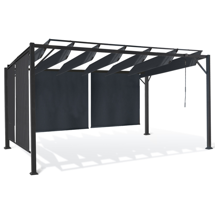 Pergola édition luxe lames orientables 3x3 M et 4 stores gris anthracite