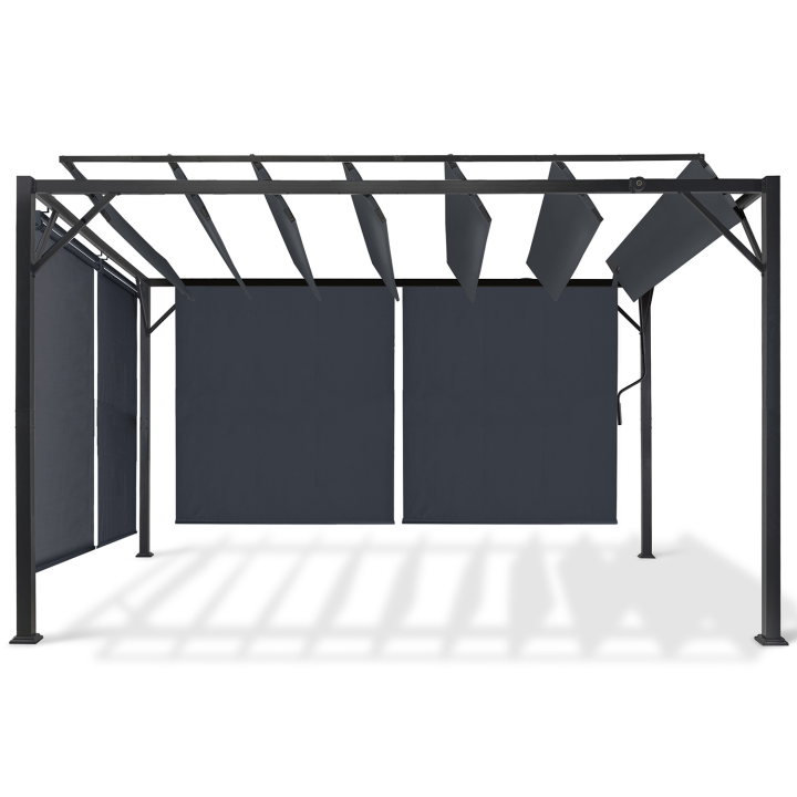 Pergola édition luxe lames orientables 3x3 M et 4 stores gris anthracite