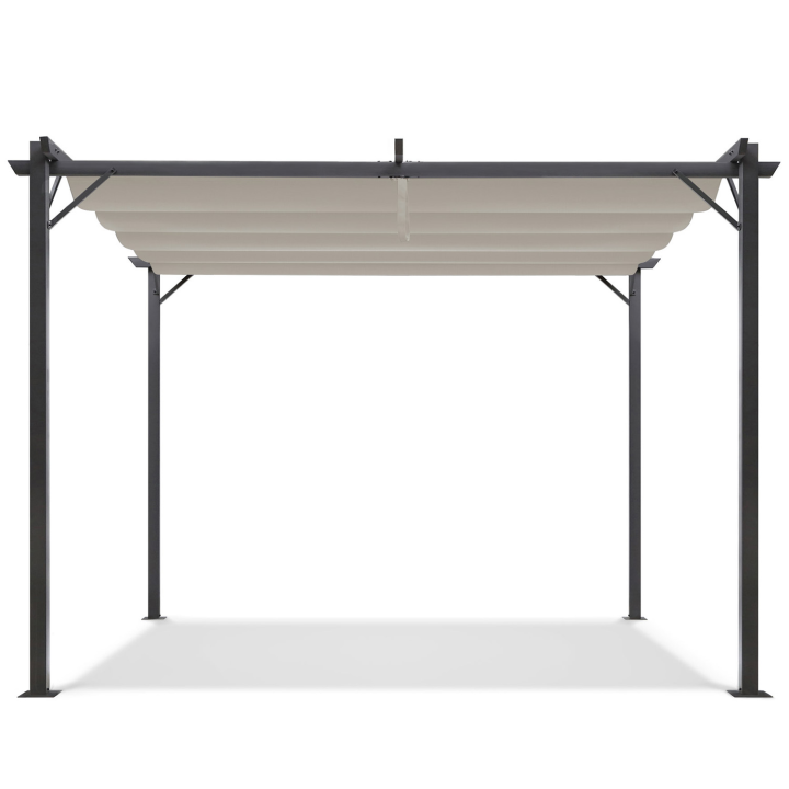 Pergola toit rétractable 4 pieds 3x4 M tonnelle taupe