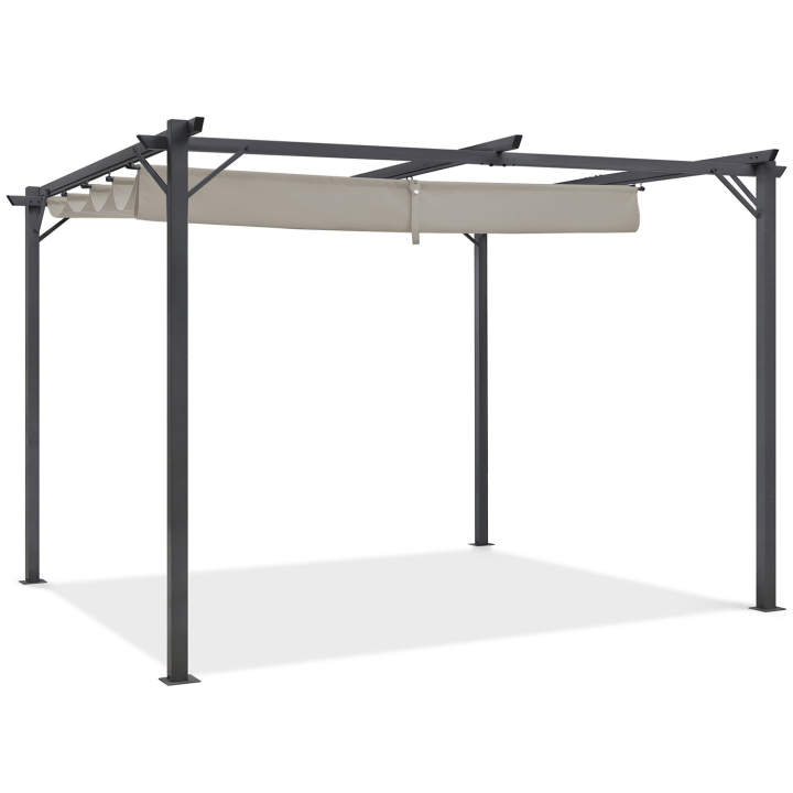 Pergola toit rétractable 4 pieds 3x4 M tonnelle taupe