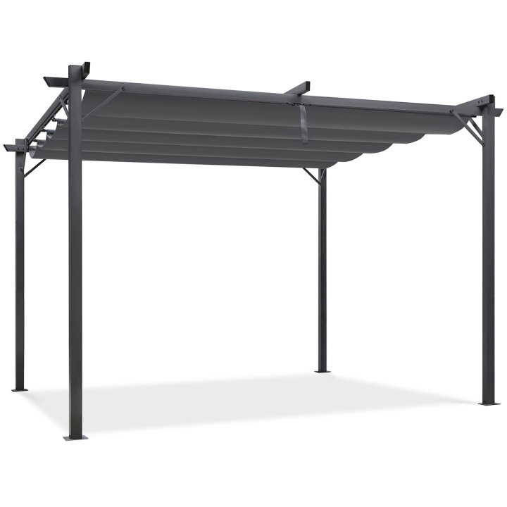 Pergola toit rétractable 4 pieds 3x4 M tonnelle gris anthracite