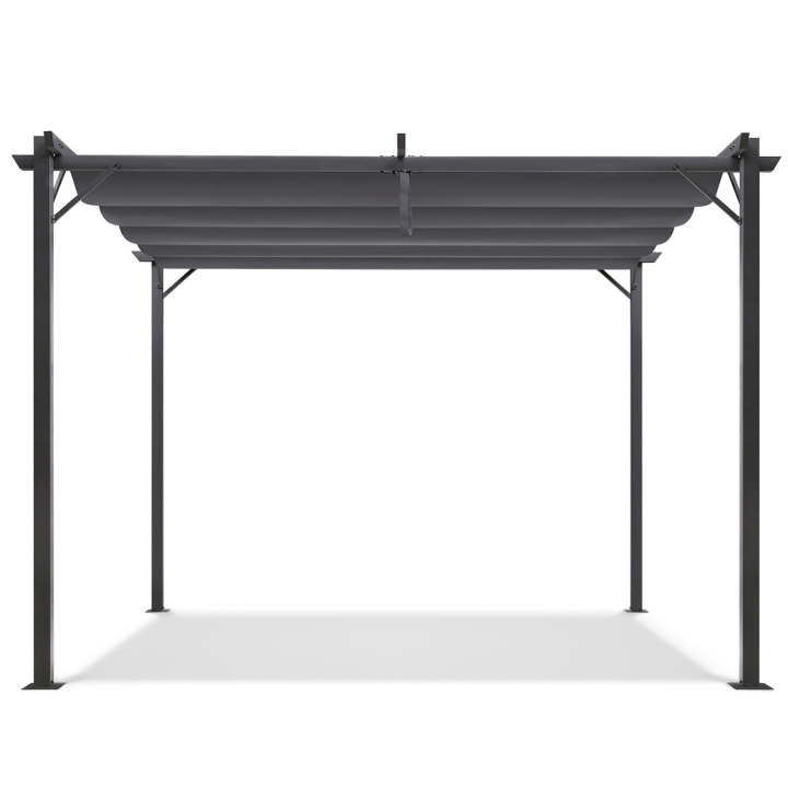 Pergola toit rétractable 4 pieds 3x4 M tonnelle gris anthracite