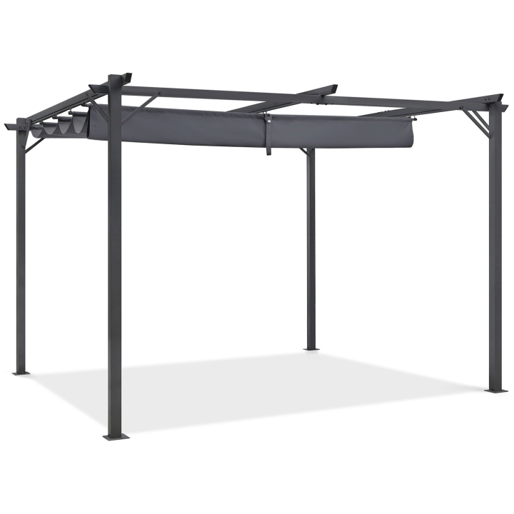 Pergola toit rétractable 4 pieds 3x4 M tonnelle gris anthracite