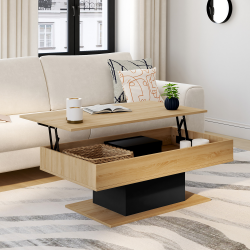 Table basse plateau relevable EDEN bois et noir