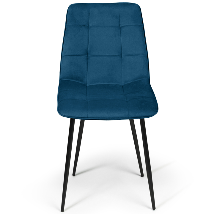 Lot de 4 chaises MILA en velours bleu pour salle à manger