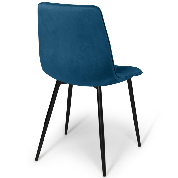 Lot de 4 chaises MILA en velours bleu pour salle à manger