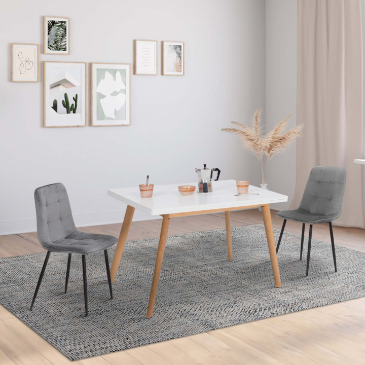 Table à manger extensible rectangle HEDDA 4-8 personnes blanc 80-160 cm