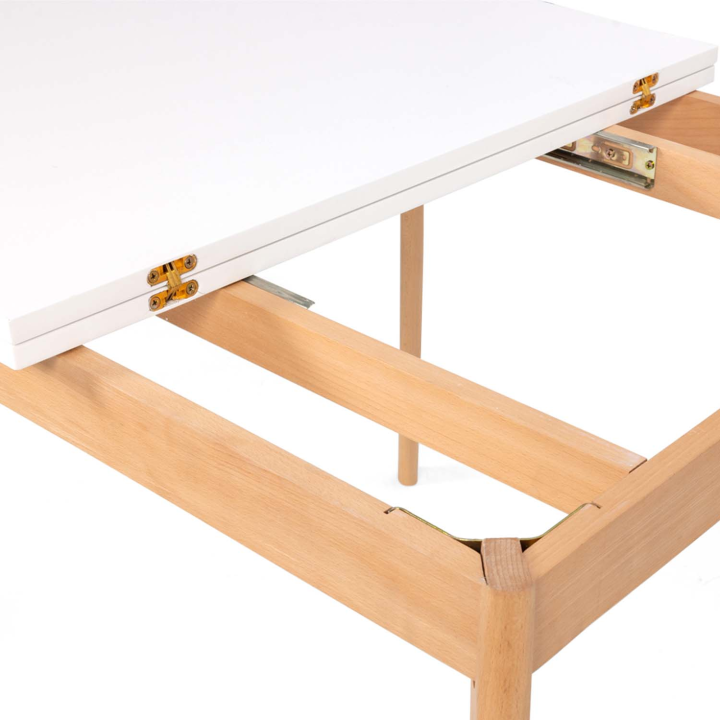 Table à manger extensible rectangle HEDDA 4-8 personnes blanc 80-160 cm