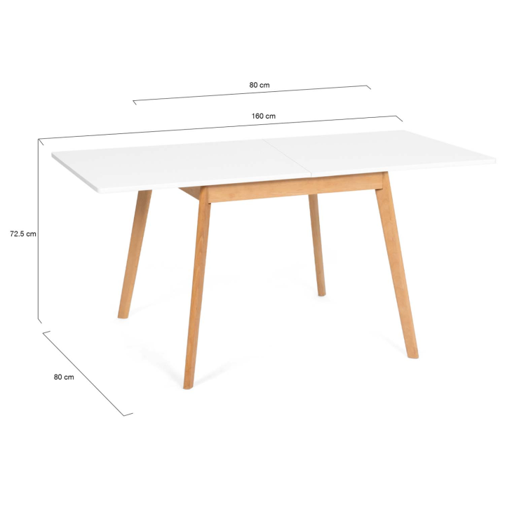 Table à manger extensible rectangle HEDDA 4-8 personnes blanc 80-160 cm