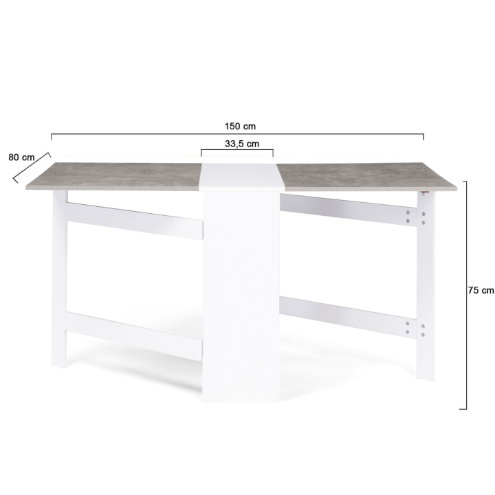 Consola plegable con almacenaje en blanco y tablero efecto hormigón - EDI | ID Market