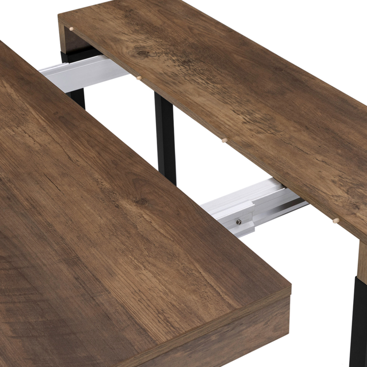 Table console extensible TORONTO 10 personnes 235 cm bois foncé design industriel