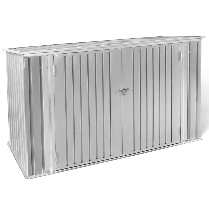 Abri de jardin en métal gris clair verrouillable multi-rangement stockage vélos, outils, poubelles