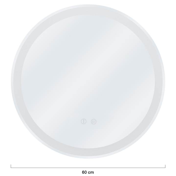 Miroir rond LED système anti-buée pour salle de bain diamètre 60 cm