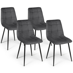 Lot de 4 chaises MILA en velours gris foncé pour salle à manger