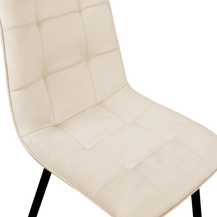 Lot de 6 chaises MILA en velours beige pour salle à manger