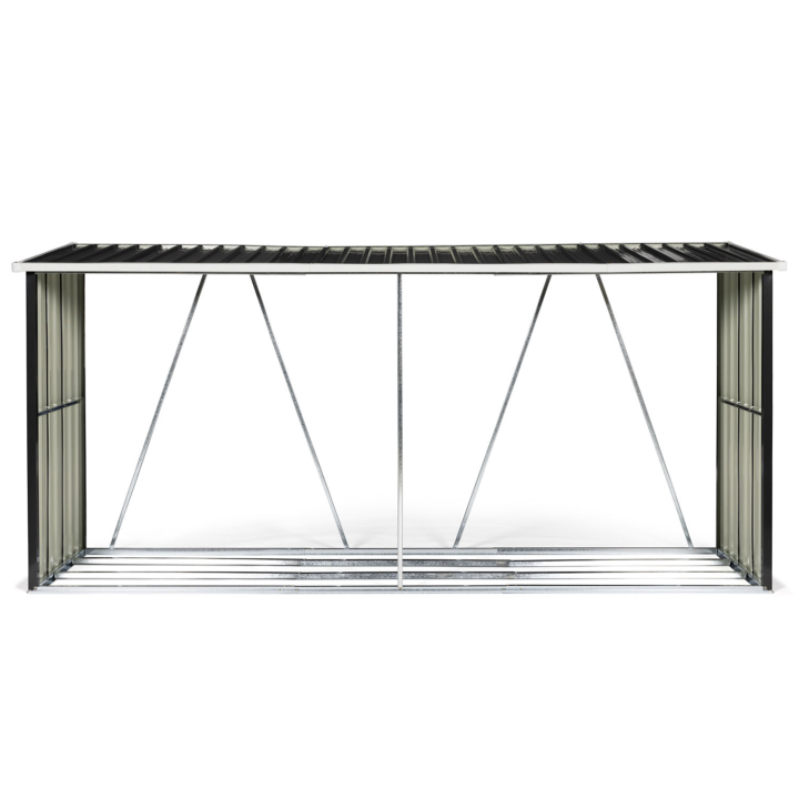 Cobertizo de troncos de acero galvanizado de 4m³, cobertizo de almacenamiento de madera | ID Market