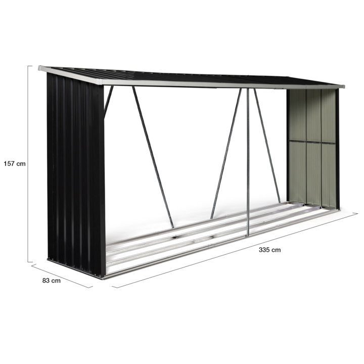 Cobertizo de troncos de acero galvanizado de 4m³, cobertizo de almacenamiento de madera | ID Market