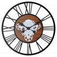 Horloge murale 60 cm avec engrenages design industriel