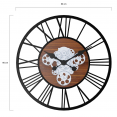 Horloge murale 60 cm avec engrenages design industriel