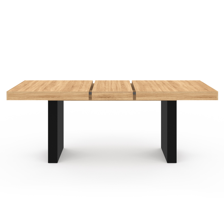 Table à manger extensible rectangle VITO 6-10 personnes bois et noir 160-200 cm 