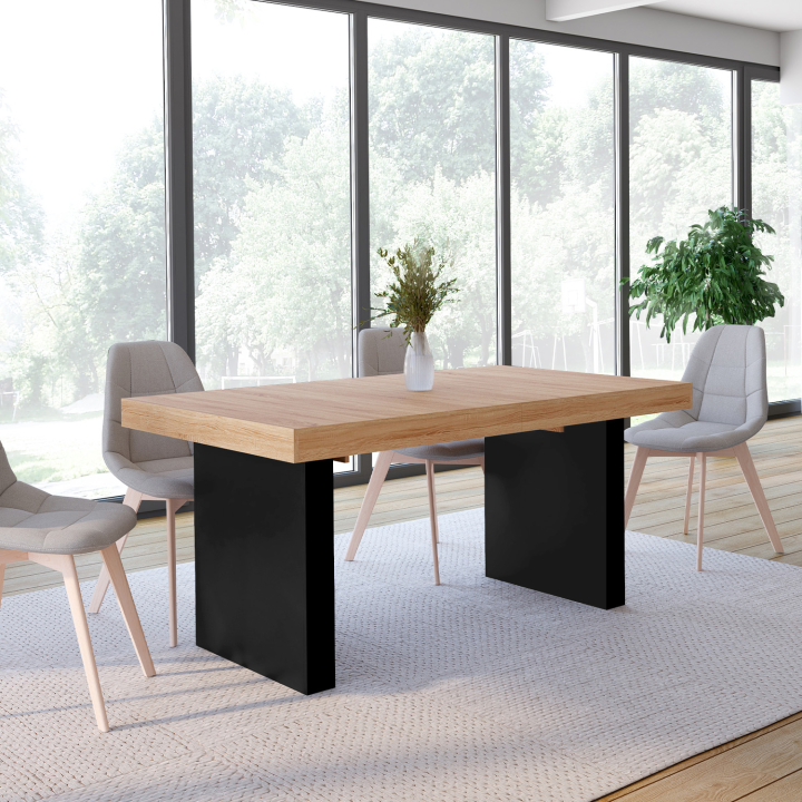 Mesa de comedor extensible madera y negro 6-10 personas - VITO | ID Market