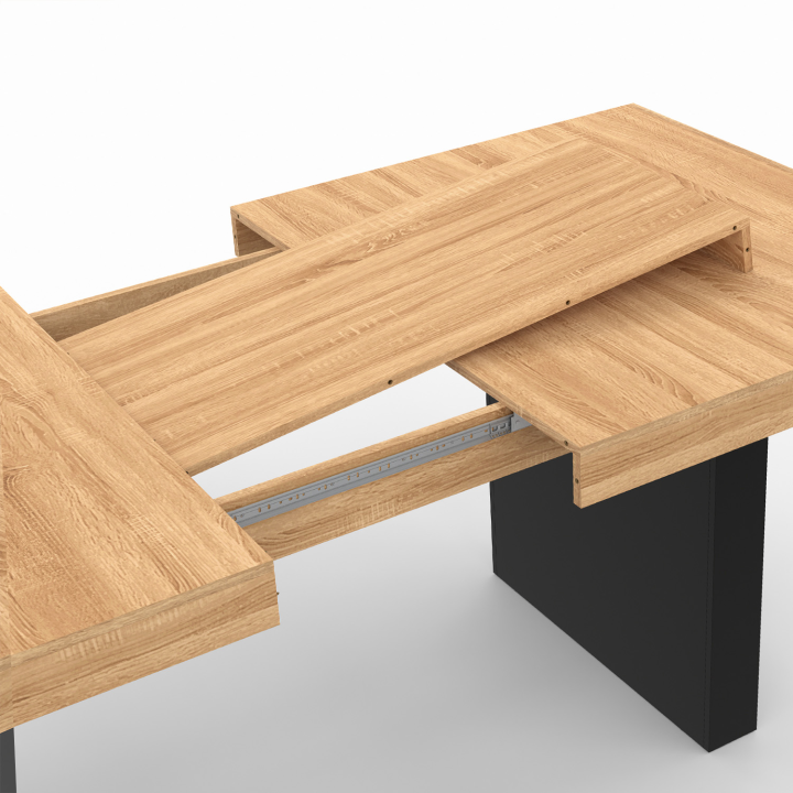 Table à manger extensible rectangle VITO 6-10 personnes bois et noir 160-200 cm 