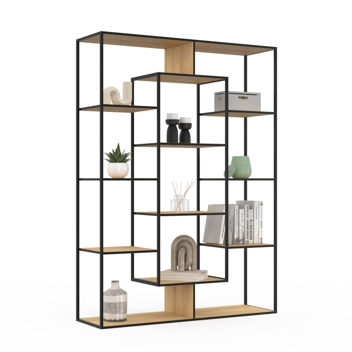 Etagère bibliothèque DETROIT avec 11 compartiments design industriel H.143 cm