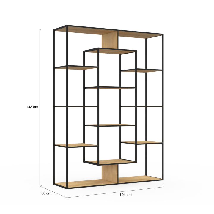 Etagère bibliothèque DETROIT avec 11 compartiments design industriel H.143 cm