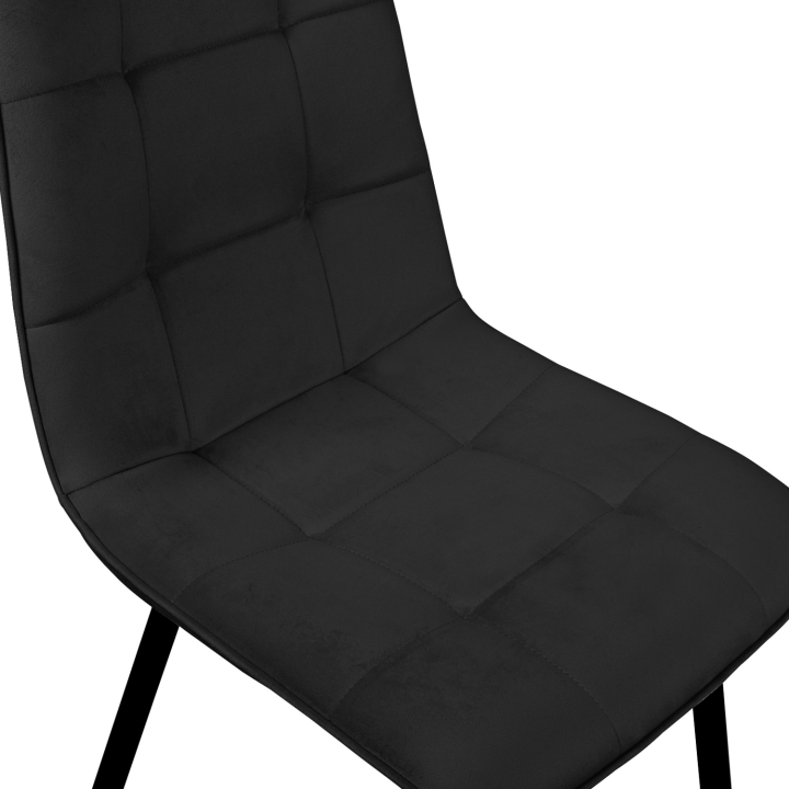 Lot de 6 chaises MILA en velours noir pour salle à manger