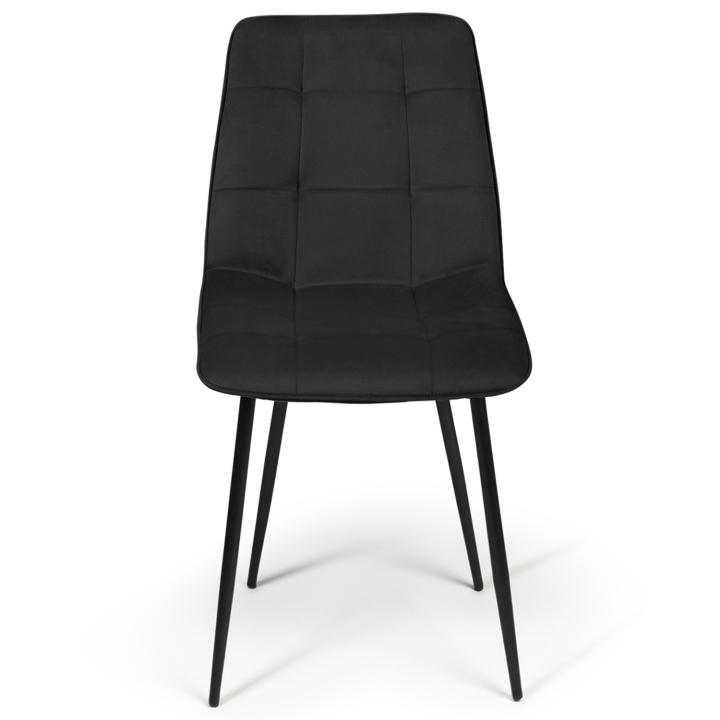 Lot de 6 chaises MILA en velours noir pour salle à manger