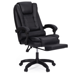 Fauteuil de gaming bureau JIM, avec assise rembourrée grand confort et repose-pied noir