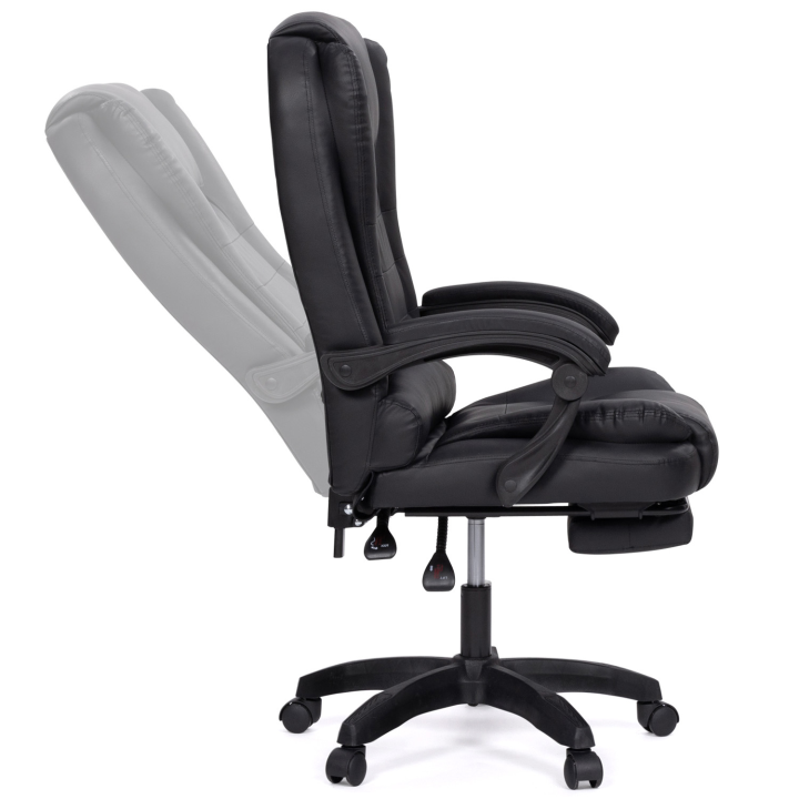 Fauteuil de gaming bureau JIM, avec assise rembourrée grand confort et repose-pied noir