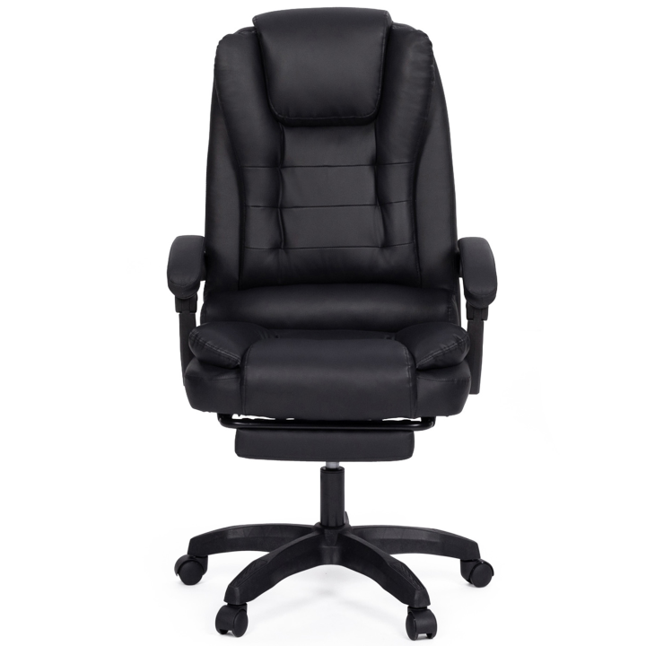 Fauteuil de gaming bureau JIM, avec assise rembourrée grand confort et repose-pied noir