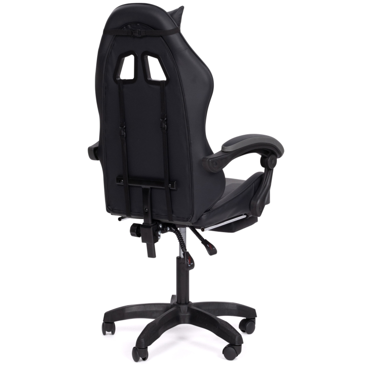 Fauteuil de gaming CHUCK  avec repose-pied, coussin de tête et support lombaire massage noir et gris