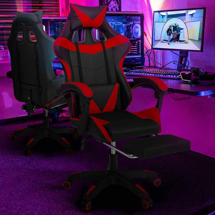 Fauteuil de gaming ALEX réglable noir et rouge