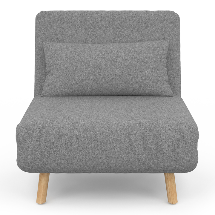 Fauteuil convertible ROMEO lit d'appoint 1 place 80x190 cm tissu gris clair