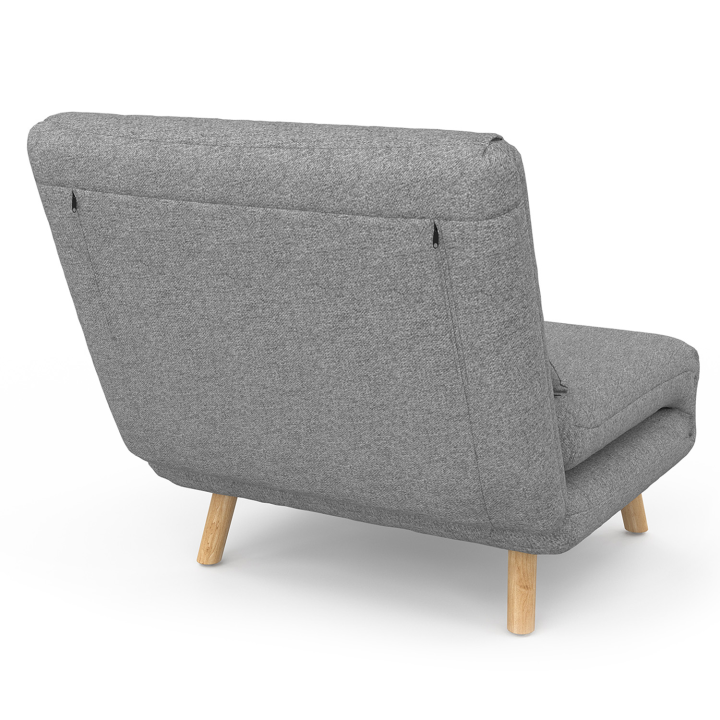 Fauteuil convertible ROMEO lit d'appoint 1 place 80x190 cm tissu gris clair