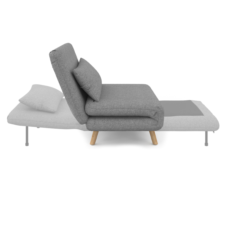 Fauteuil convertible ROMEO lit d'appoint 1 place 80x190 cm tissu gris clair