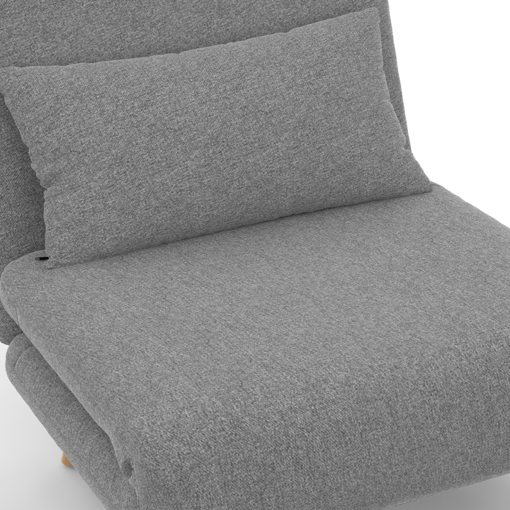 Fauteuil convertible ROMEO lit d'appoint 1 place 80x190 cm tissu gris clair