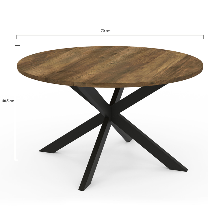 Mesa de centro industrial redonda con pata de araña 70 cm madera oscura - HAWKINS | ID Market