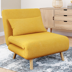 Sillón convertible en cama auxiliar 80x190cm tejido amarillo - ROMEO | ID Market