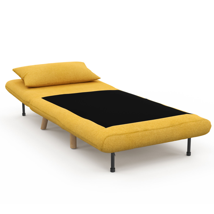 Sillón convertible en cama auxiliar 80x190cm tejido amarillo - ROMEO | ID Market